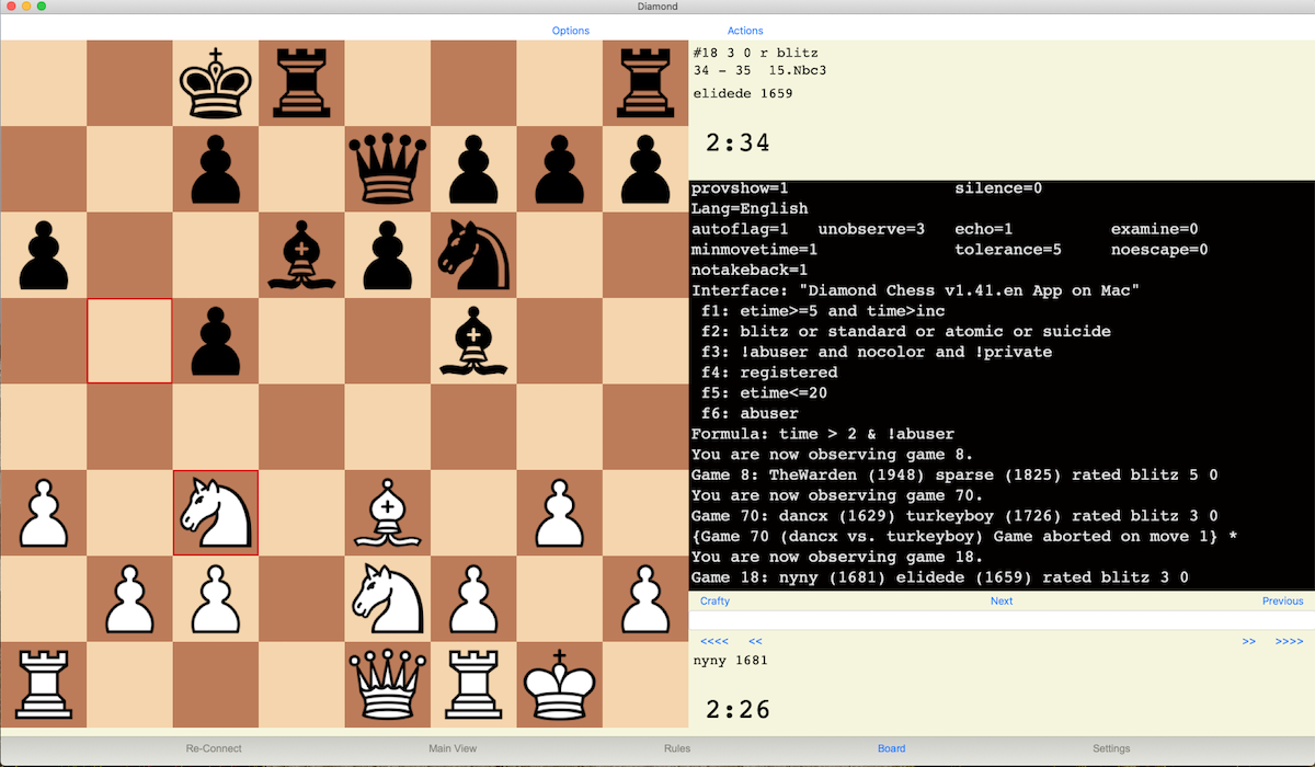 Diaamd Chess on Mac Chess Board